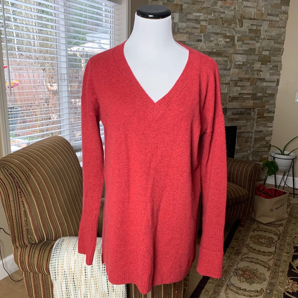 Premise 100% Cashmere V-neck Burgundy Red Sweater